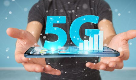 5G Hologram above a tablet