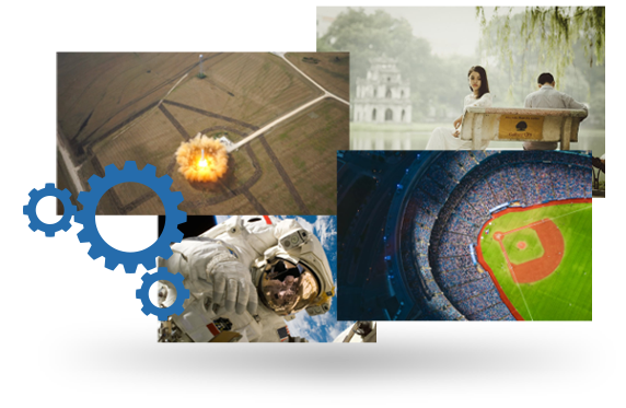 TV screenshots with cogs icons