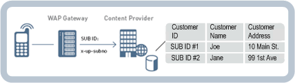The SUB ID in WAP applications using HTTP stores customer information on your server.