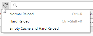 screenshot of Empty Cache menu in Chrome